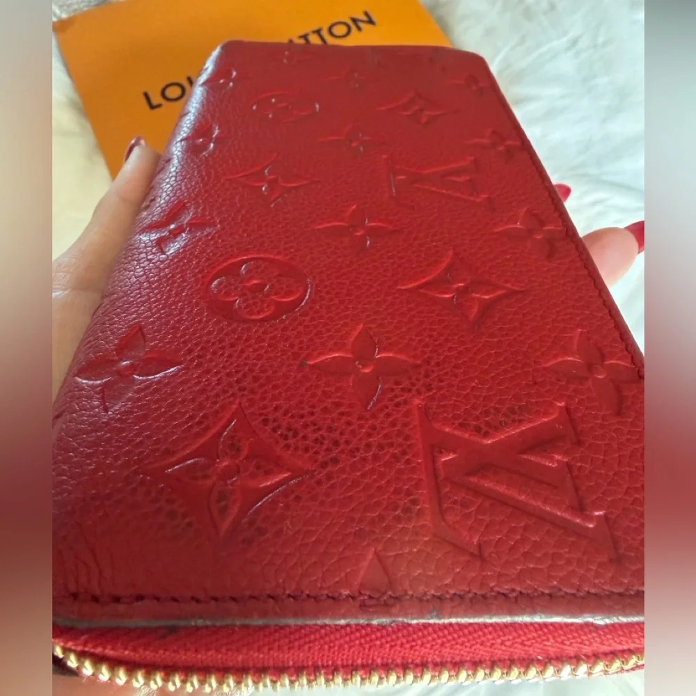 Louis Vuitton Rouge Red Empreinte Clemence Leather Continental Card Coin Wallet